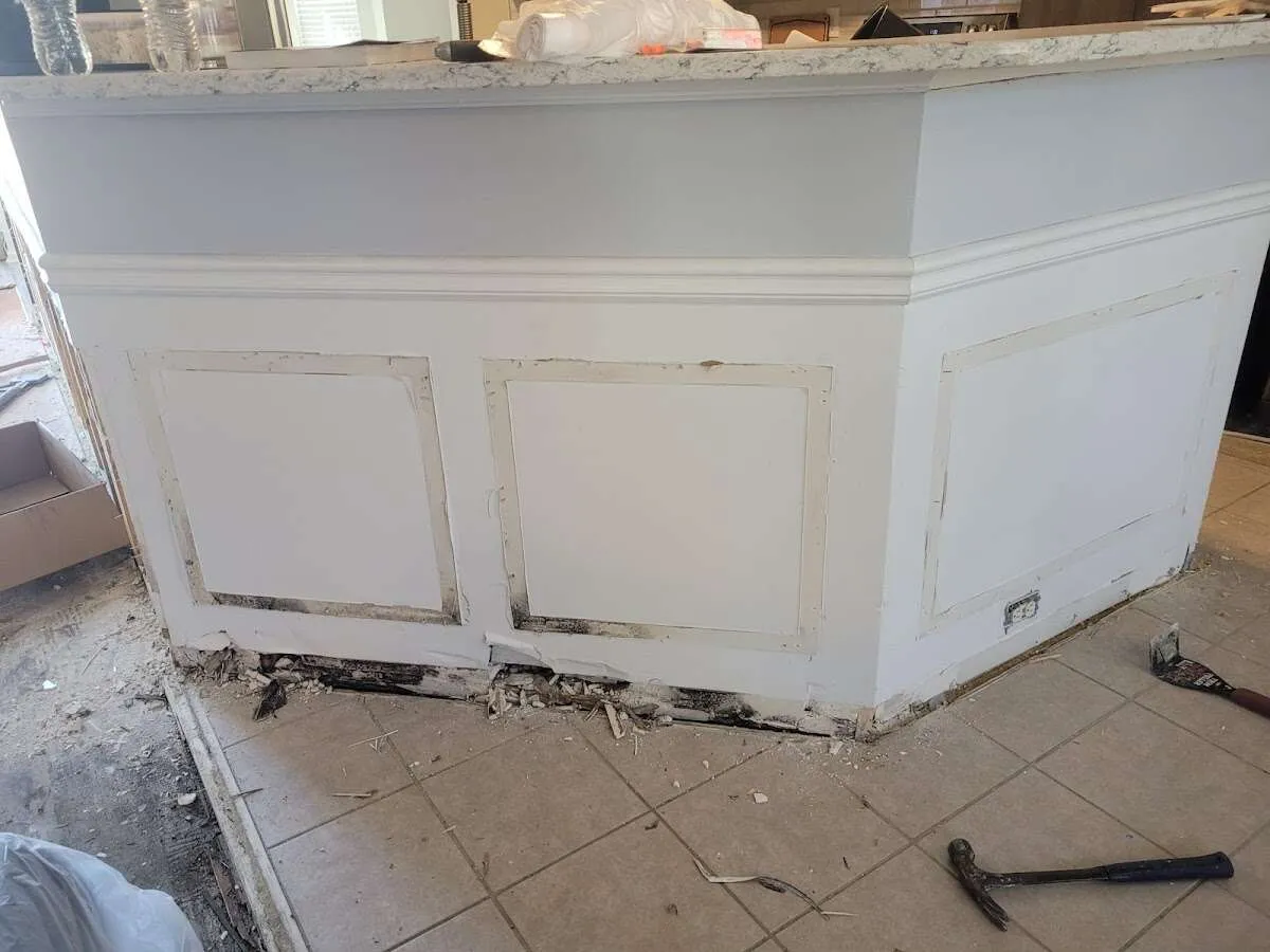 Water damage and mold on kitchen during Burst Pipe Cleanup in Englewood Cliffs